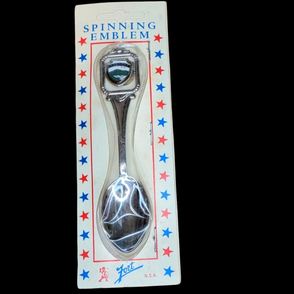 Vermont Spinning Emblem Stainless Steel Enamel Souvenir Collectors Spoon